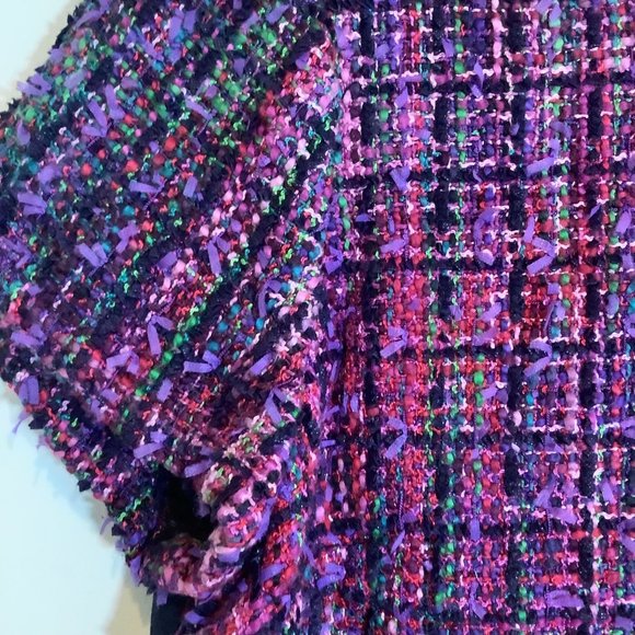 Boden shortsleeve purple black tweed blouse with small front pocket size 10 - Picture 3 of 5